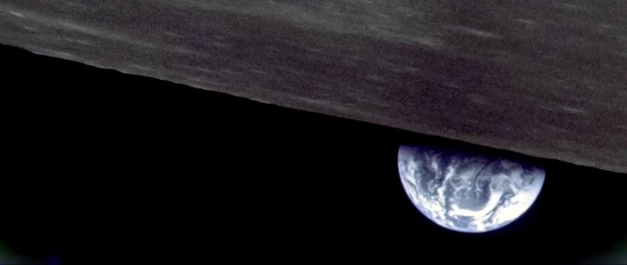 An image of the Earth from behing the Moon, taken by the Apollo 8 crew in 1968
